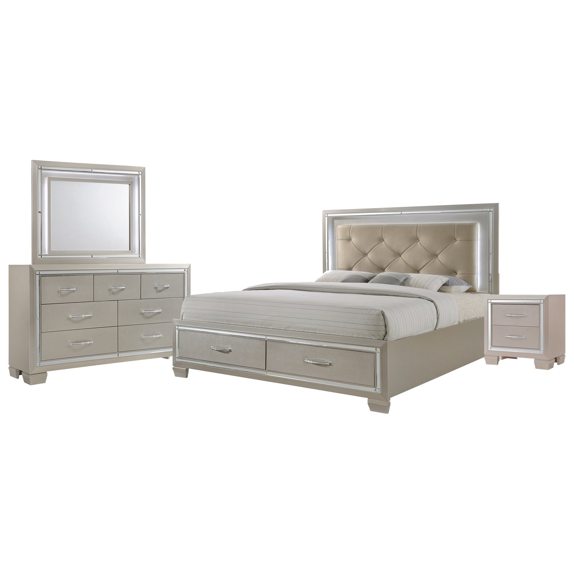 Elements Platinum Queen 4 Piece Bedroom Group Royal Furniture